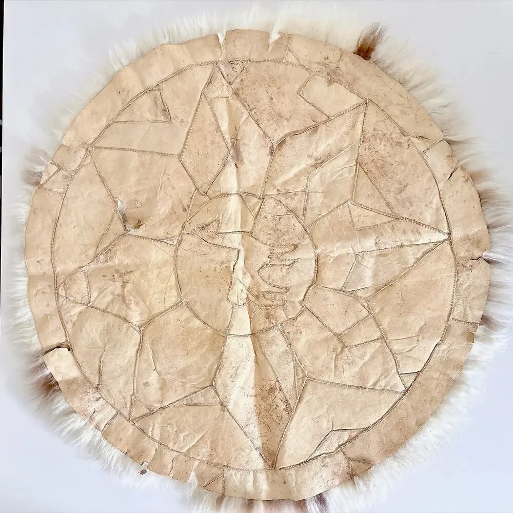 SOUTH AMERICAN ROUND PATCHWORK ALPACA FUR RUG